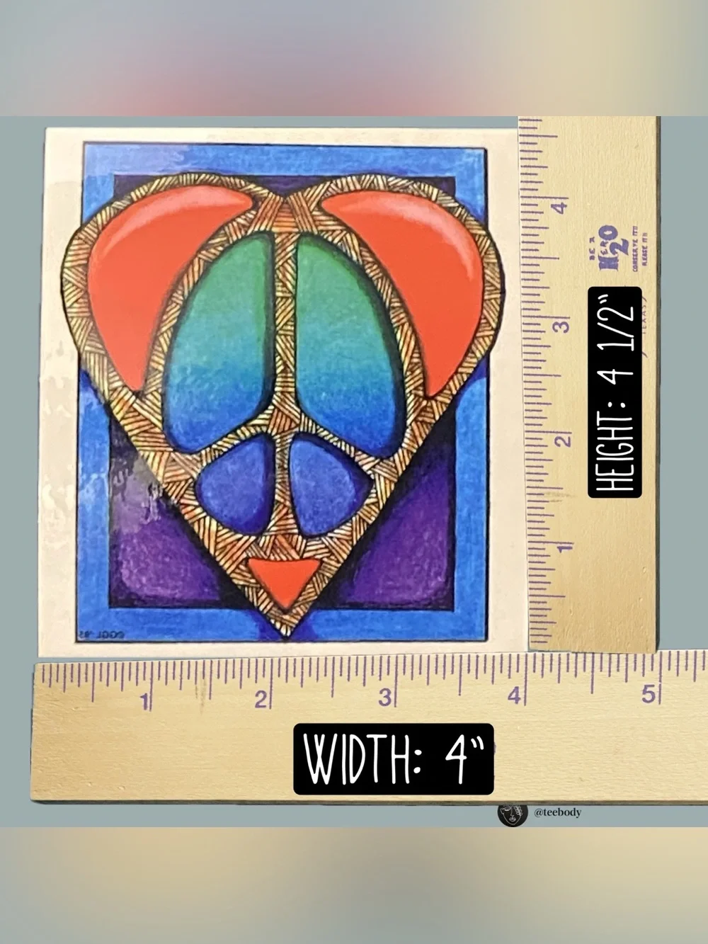 VTG 1995 Ginsburg Graphics Peace Sign Heart Window Decal SuperStickers NWT